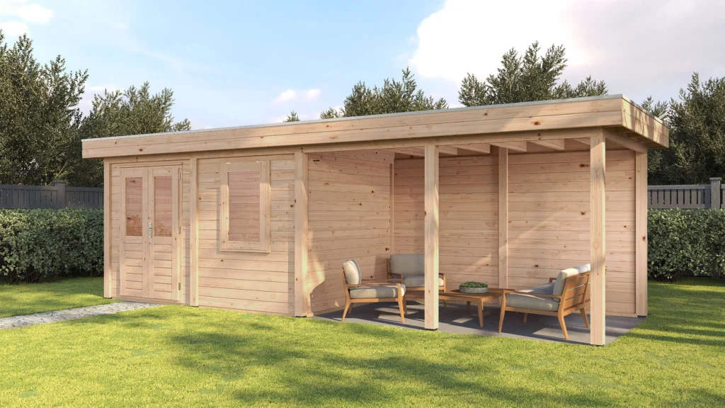 Lugarde Select Modern cabin with veranda Belfast 388x250cm + 400cm - Untreated