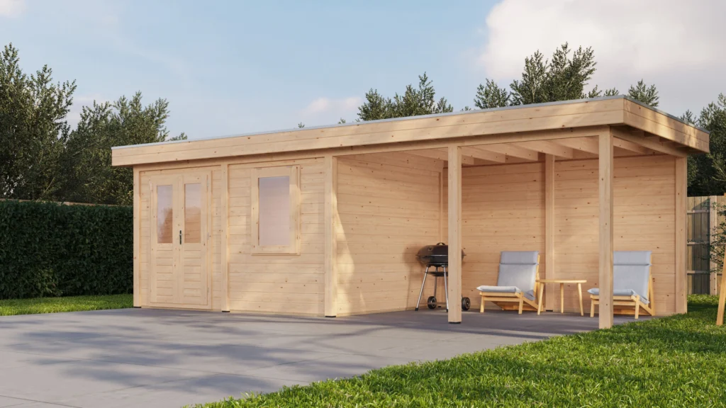 Lugarde Select Modern cabin with veranda Exeter 388x300cm + 400cm - Untreated