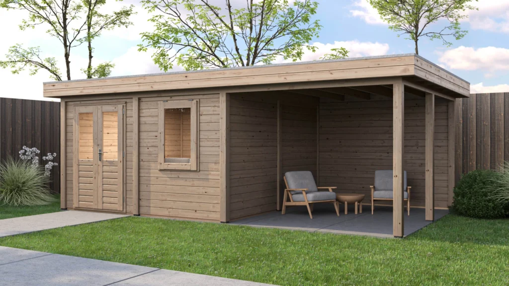 Lugarde Select Modern cabin with veranda Norwich 388x388cm + 300cm - Untreated