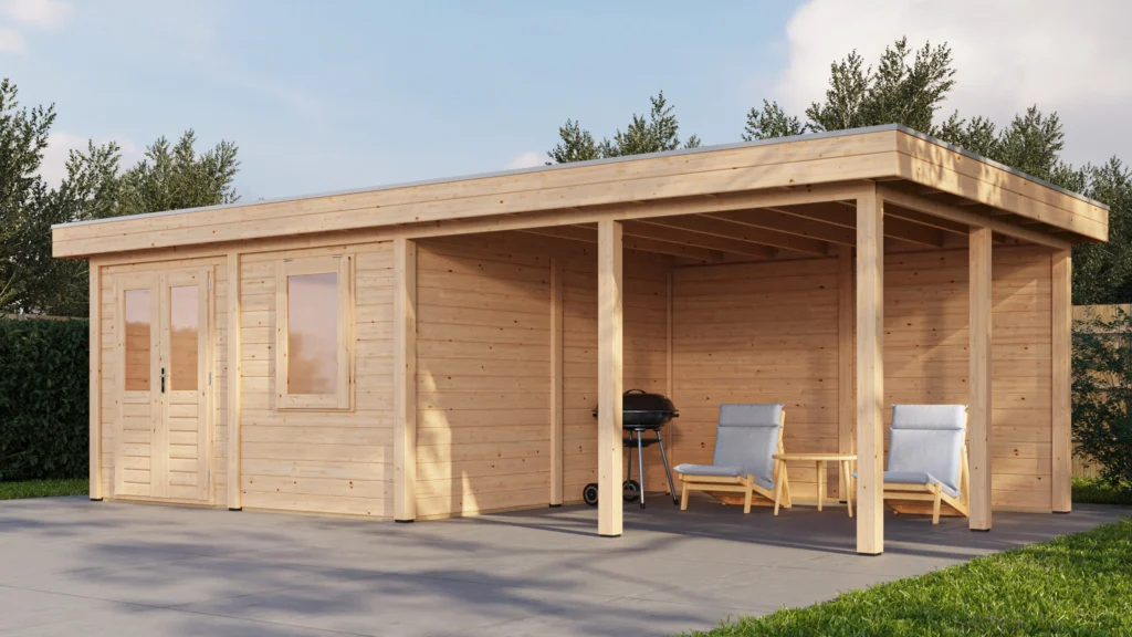 Lugarde Select Modern cabin with veranda Leeds 388x388cm + 400cm - Untreated