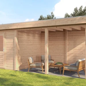 Lugarde Select Modern cabin with veranda Coventry 250x250cm + 400cm - Untreated