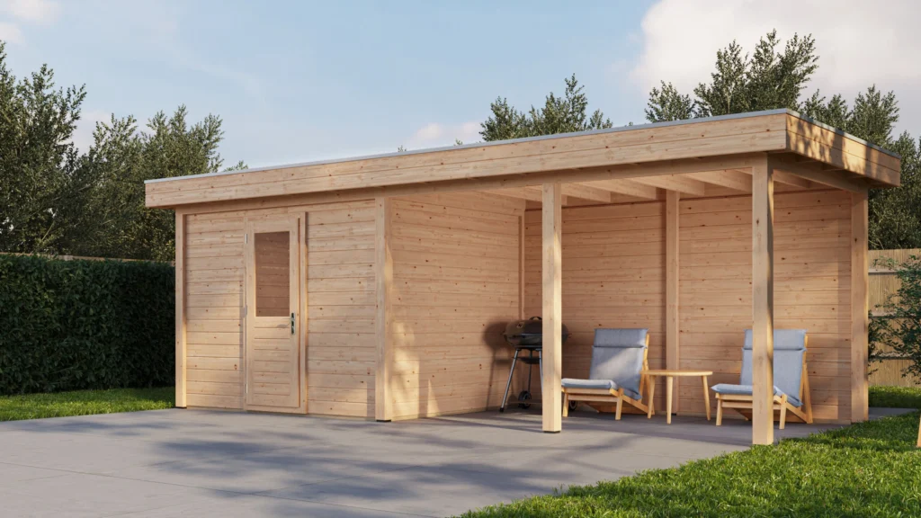 Lugarde Select Modern cabin with veranda Edinburgh 300x250cm + 400cm - Untreated