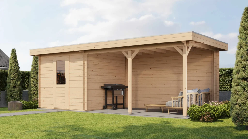 Lugarde Select Log Cabin with veranda Severn 250x250cm + 400cm - Untreated