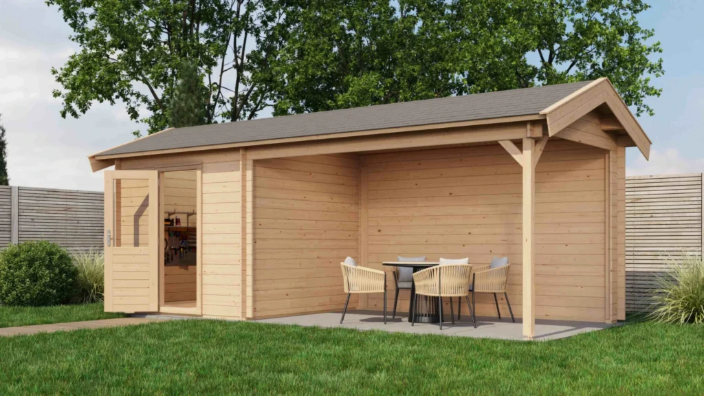 Lugarde Select Log Cabin with veranda Blackpool 250x250cm + 400cm - Untreated