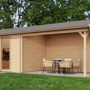 Lugarde Select Log Cabin with veranda Blackpool 250x250cm + 400cm - Untreated