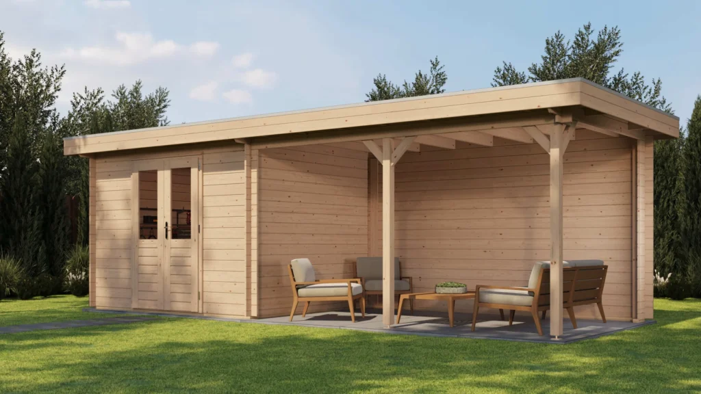 Lugarde Select Log Cabin with veranda Norfolk 300x250cm + 400cm - Untreated