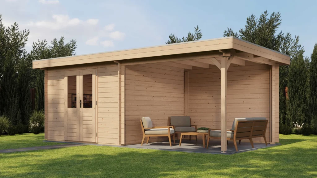 Lugarde Select Log Cabin with veranda Tyne 300x300cm + 300cm - Untreated