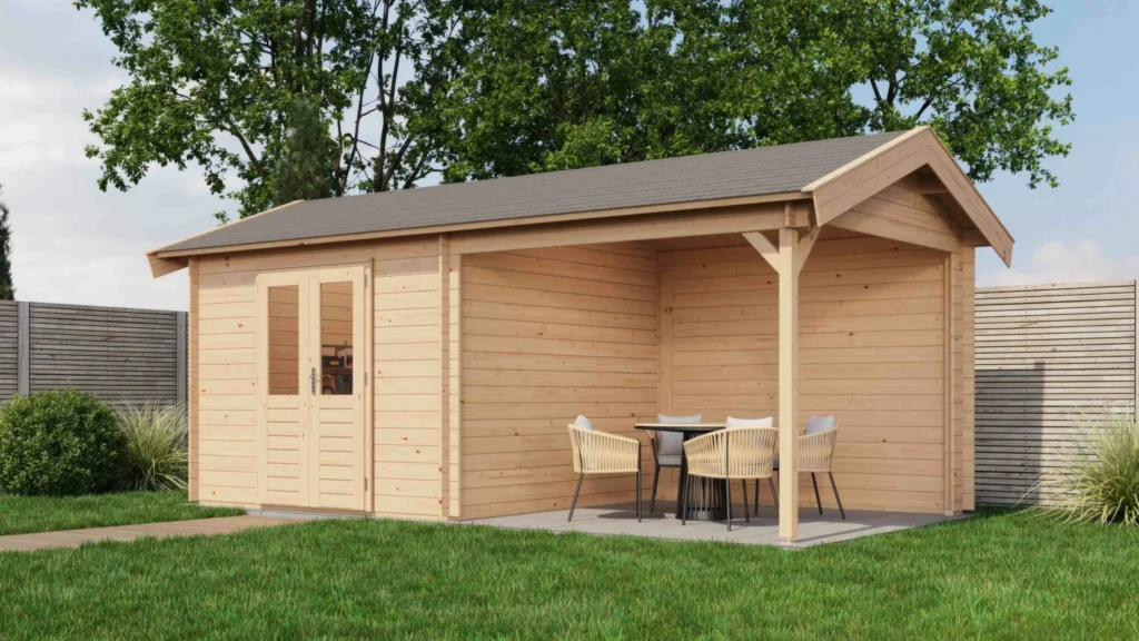 Lugarde Select Log Cabin with veranda Sherwood 300x300cm + 300cm - Untreated