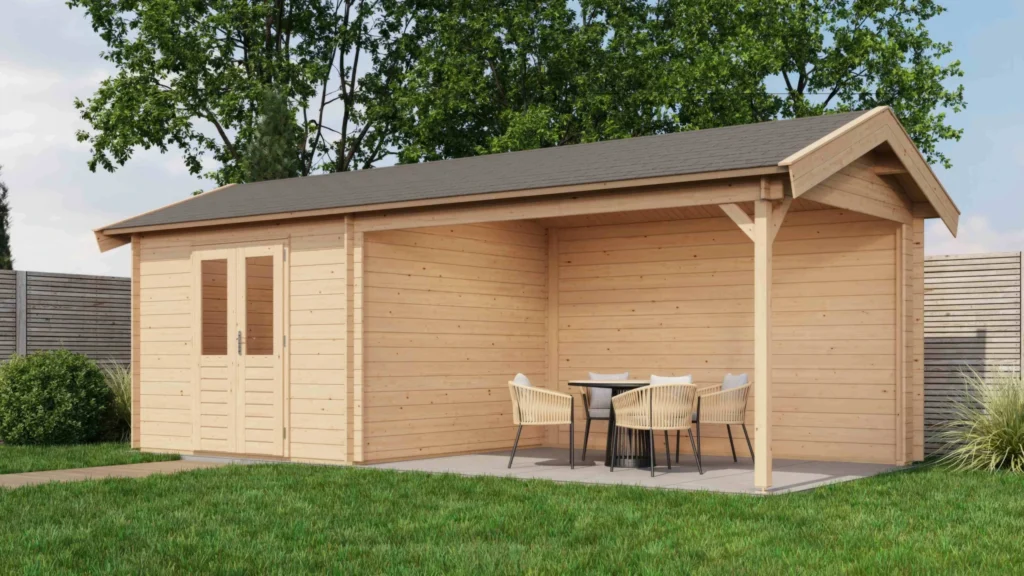 Lugarde Select Log Cabin with veranda Berkshire 300x300cm + 400cm - Untreated