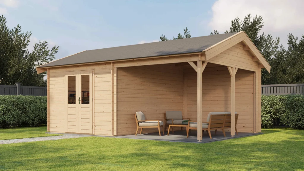 Lugarde Select Log Cabin with veranda Clwyd 300x400cm + 300cm - Untreated