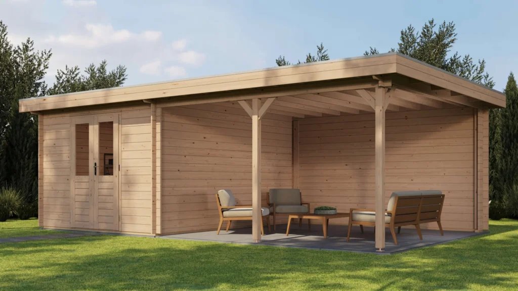 Lugarde Select Log Cabin with veranda Cambridge 300x400cm + 400cm - Untreated