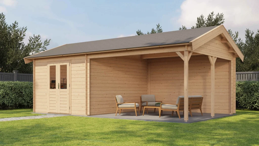 Lugarde Select Log Cabin with veranda Westminster 300x400cm + 400cm - Untreated