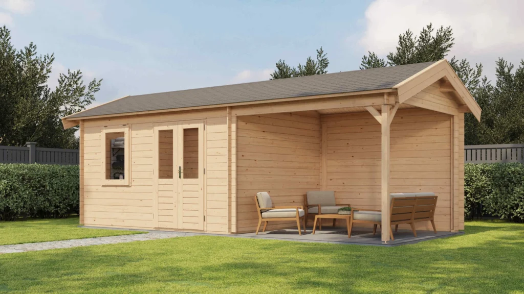 Lugarde Select Log Cabin with veranda Wye 400x300cm + 300cm - Untreated