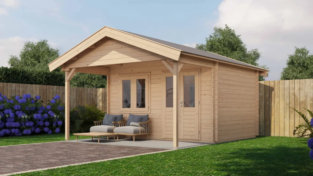 Lugarde Select Log Cabin with veranda Wear 400x300cm + 200cm - Untreated