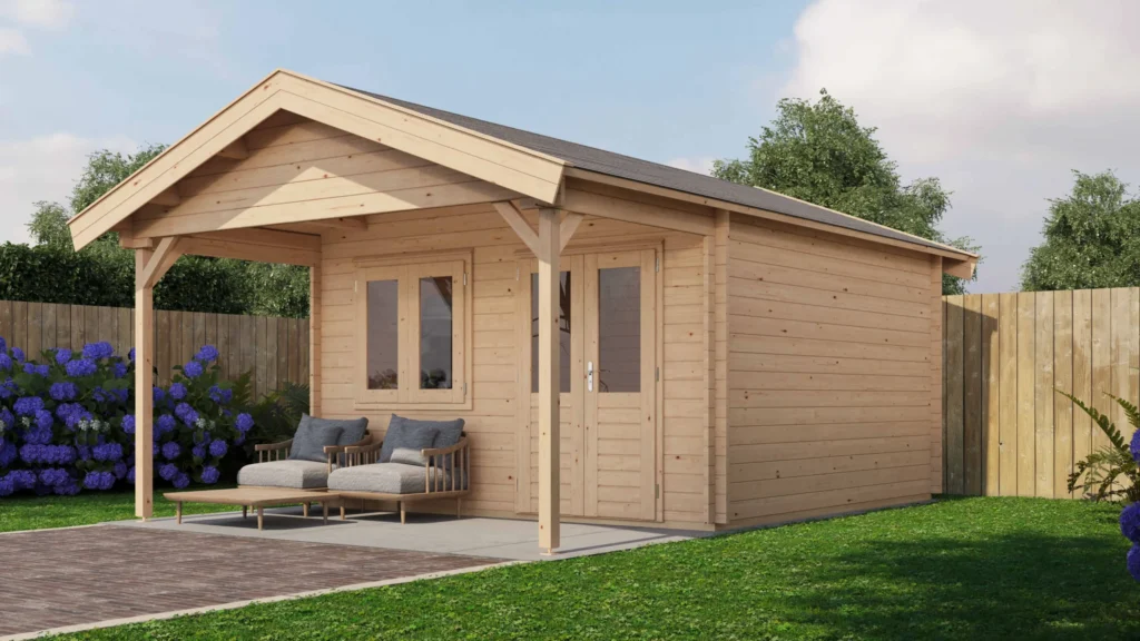 Lugarde Select Log Cabin with veranda Exe 400x400cm + 200cm - Untreated