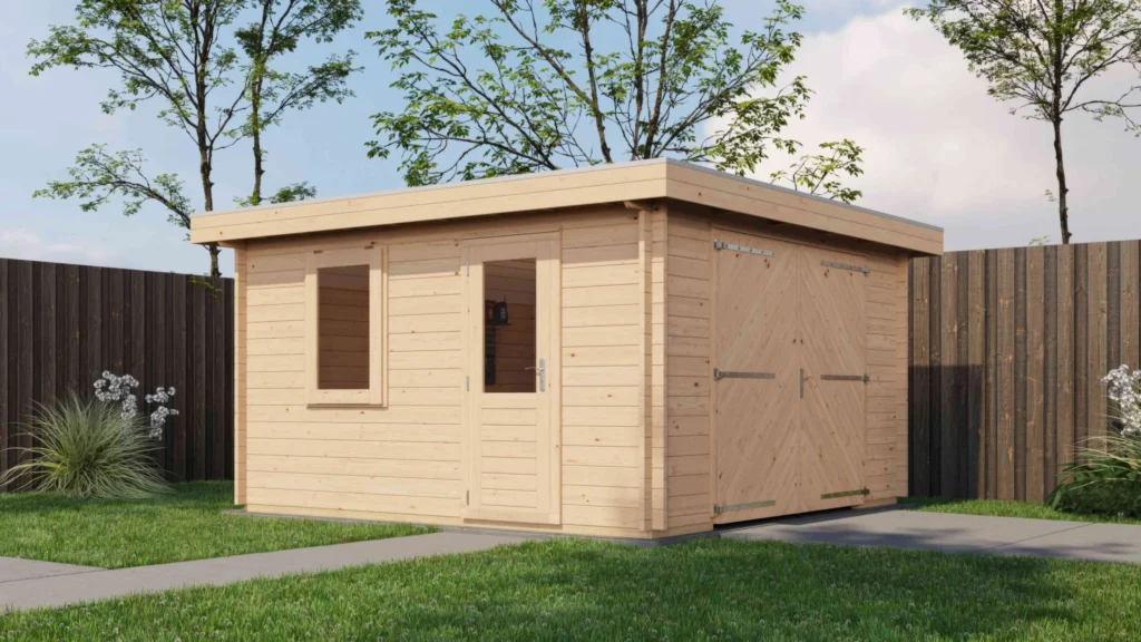 Lugarde Select Log Cabin Shetland with garage door 400x400cm - Untreated