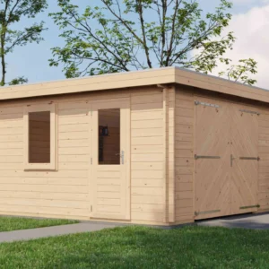 Lugarde Select Log Cabin Shetland with garage door 400x400cm - Untreated