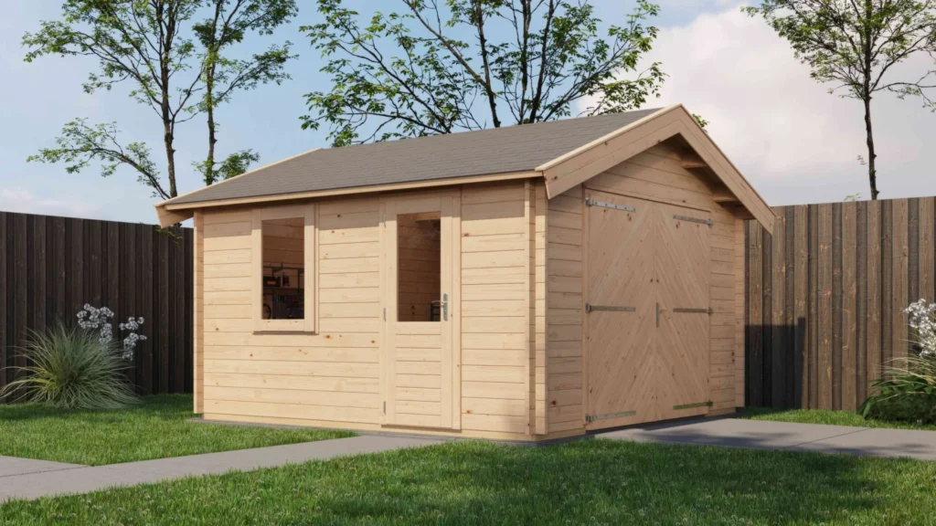 Lugarde Select Log Cabin Lundy with garage door 400x400cm - Untreated
