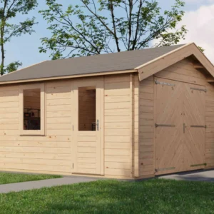 Lugarde Select Log Cabin Lundy with garage door 400x400cm - Untreated