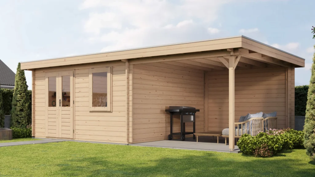 Lugarde Select Log Cabin with veranda Glencoe 400x400cm + 300cm - Untreated
