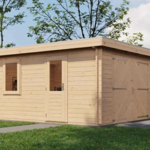 Lugarde Select Log Cabin Stratford with garage door 400x500cm - Untreated
