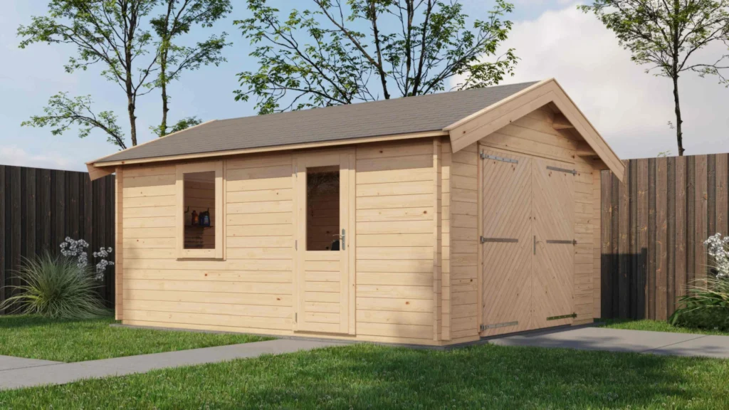 Lugarde Select Log Cabin Derwent with garage door 400x500cm - Untreated